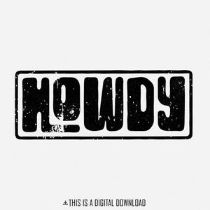 Bonjour typographie PNG, voeux western vintage, lettrage rétro, typographie de style country en détresse, graphique Howdy pour vêtements PNG
