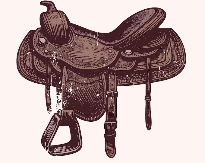 Western Saddle PNG, Vintage Western Png, Cowgirl Shirt Print, Retro Western Design, Horse Saddle Png, Digital Download