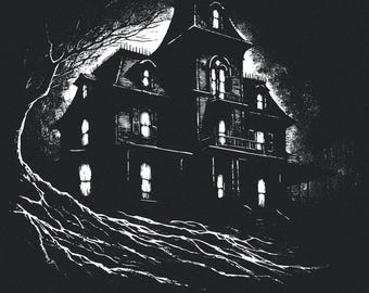 Haunted House PNG, Halloween png, Spooky Clipart, Retro Halloween PNG, Sublimation Designs, Halloween Shirt Design, Haunted Mansion