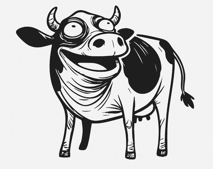 Humorous Cow, Digital Download, Cow Cartoon, Digital Download, Cow Cartoon Art, Whimsical Printable Cow