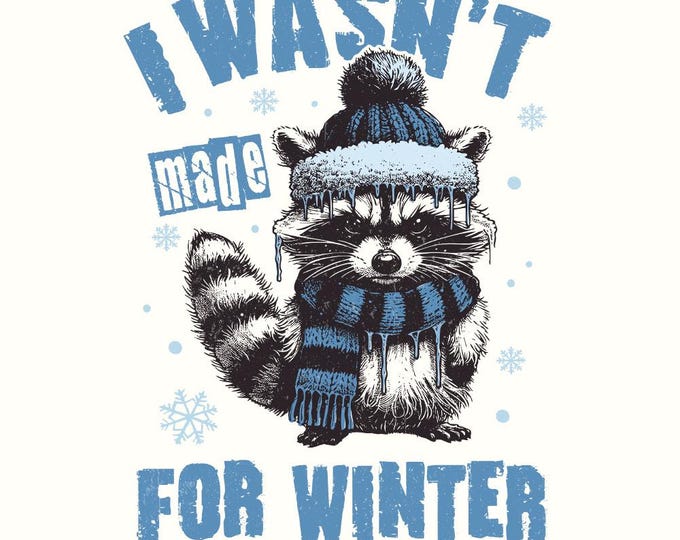 I Wasn't Made For Winter Png, Funny Winter Png, Raccoon Png, Always Cold Png, Winter Shirt Png, Cozy Season Png, Freezing Png, Sweater
