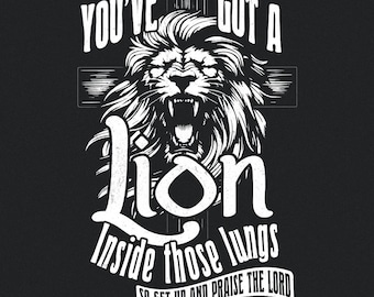 Christian PNG Sublimation Designs, Lion in Lungs Png, Jesus Png, Religious Graphic, Vintage Tshirt Designs, Scripture Clipart, DTF Prints