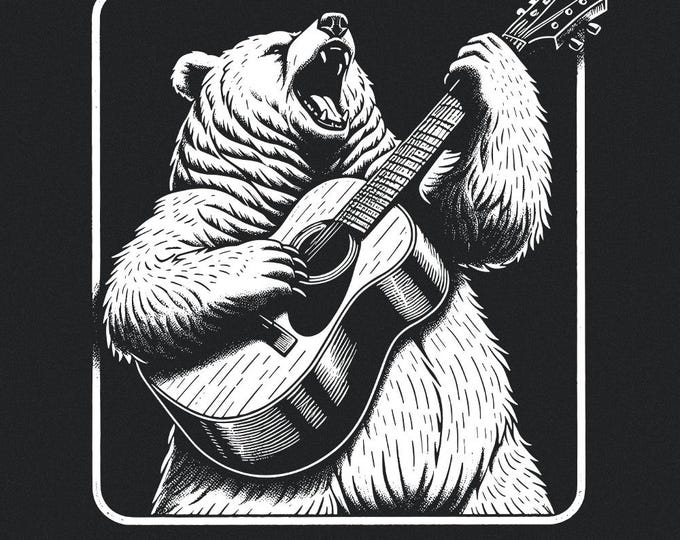 Bear with Guitar Png, Guitarist Bear png, Bear Playing Guitar, bear png, sublimation, instant download, Tshirt design, funny bear, music
