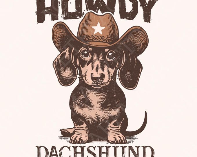 Howdy Dachshund Png, Western Dachshund, Dachshund Lover, Dachshund Cowboy, Dog Lover Png, Dachshund Mom Gift, Sausage Dog PNG, Wiener Dog