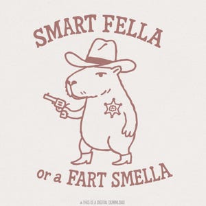 PNG "Tizio intelligente o puzza di scoreggia", Clipart divertente dello sceriffo del West, Design per maglietta con umorismo da cowboy, Download digitale PNG, Regalo sarcastico