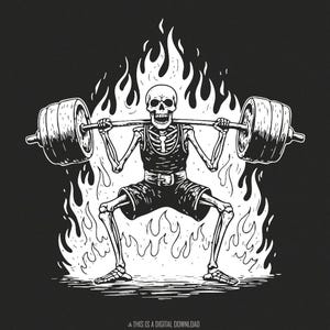 Skelett Kreuzheben PNG, Gewichtheben Skelett Digitaler Download, Fitness-Studio Workout Print, Sublimationsdesign, Fitness Grafik, Print On Demand