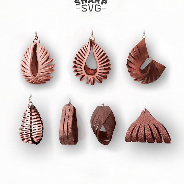 Sculpted Earring SVG Bundle  Leather Twisted SVG Pendant SVG Tridimensional Earrings 3D Leather Jewelry Laser Cut Template Commercial Use