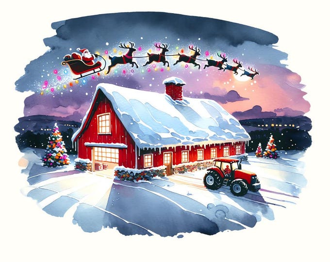 Santa PNG, Christmas Tractor Clipart, Santa Claus Digital Download, Farm Sublimation, Merry Christmas, Cute Santa Design