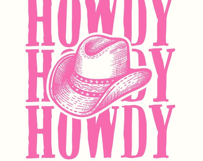Western Cowgirl PNG, Howdy Southern Design, Pink Cowgirl Sublimation, Cowboy Hat Digital Download, Trendy Western Patterns, Instant Download