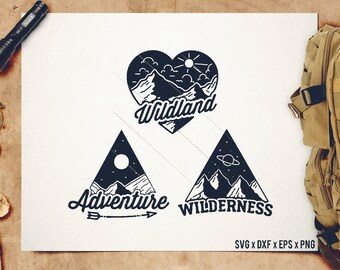 Geometric Mountains SVG - Geometric Camping SVG -  Outdoors SVG - Cutting files / cut files - For Cricut, Silhouette and more