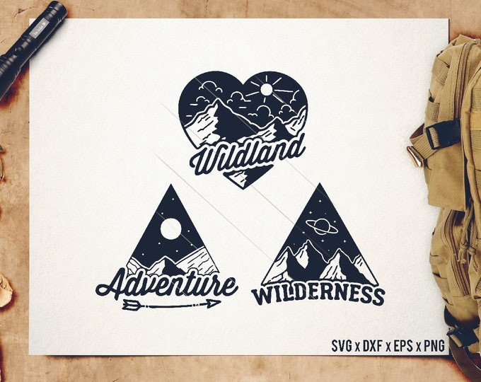 Geometric Mountains SVG - Geometric Camping SVG -  Outdoors SVG - Cutting files / cut files - For Cricut, Silhouette and more