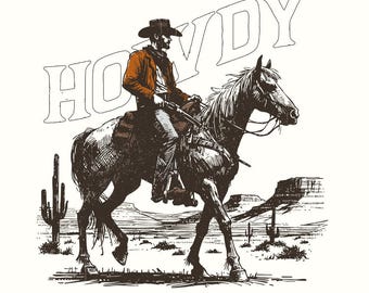 Howdy PNG, Western Sublimation Design, Cowboy Png, Retro Western Png, Cowboy Hat Png, Howdy Clipart, Cowgirl Png, Country Png