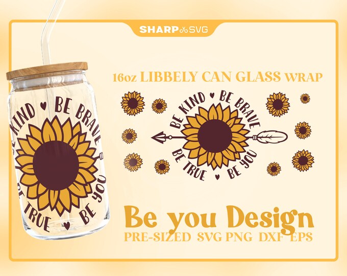 Be you SVG Can Glass Wrap SVG • 16oz Glass Beer Can Cutfile • Can Template • digital files dxf eps png • Cricut • Silhouette