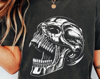Gothic Mechanical Skull PNG, Cyberpunk Skull Art, Dark Aesthetic Design, Modern Horror, Steampunk Skull, Digital Download, Halloween Art