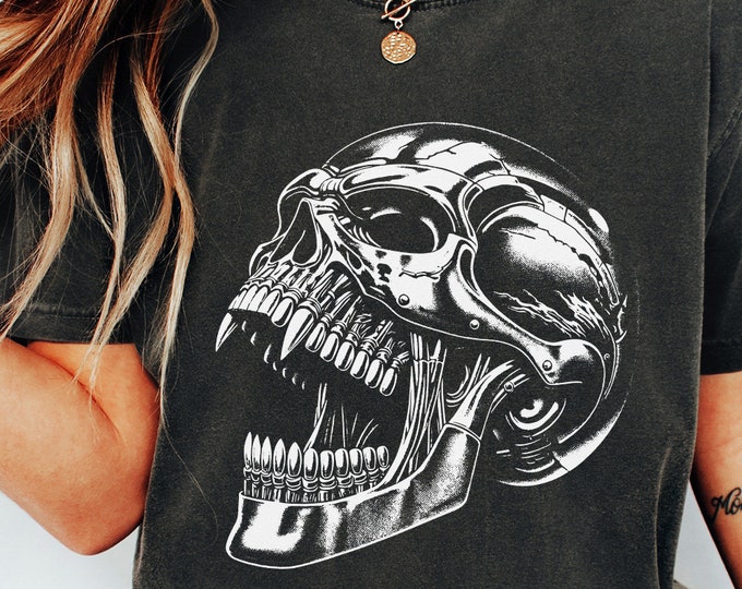 Gothic Mechanical Skull PNG, Cyberpunk Skull Art, Dark Aesthetic Design, Modern Horror, Steampunk Skull, Digital Download, Halloween Art