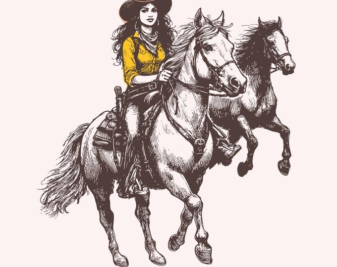 Vintage Cowgirl Horse Western PNG, Retro Wild Horses Sublimation, Instant Download, Country Music Design, Trendy Cowgirl Shirt Graphic