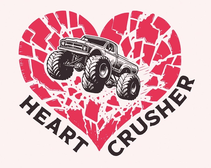 Heart Crusher Png, Happy Valentine's Day Png, Monster Truck Boy Png, Sublimation Design, Love Heart Png, Instant Download, Valentine Png