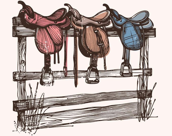 Western Saddle Design PNG, Sublimation Design, Cowboy Png, Country Turquoise, Vintage Western Graphics, Retro Cowgirl Western