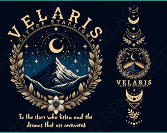 Velaris Starlight City Digital PNG Bundle - Mystical Night Sky & Dreamy Landscape, Front Back Design for DIY Shirts and Sweatshirts