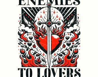 Enemies to Lovers Book Club PNG, Bookish png, Reading PNG, Book Lover png, Romance Reader, Dark Romance PNG, Sublimation Design, Trendy