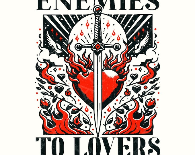 Enemies to Lovers Book Club PNG, Bookish png, Reading PNG, Book Lover png, Romance Reader, Dark Romance PNG, Sublimation Design, Trendy
