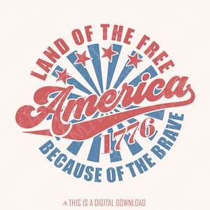 Land van de gratis png, 4 juli Amerika sublimatie, retro patriottische VS png, digitale download onafhankelijkheidsdag, Memorial Day ontwerp