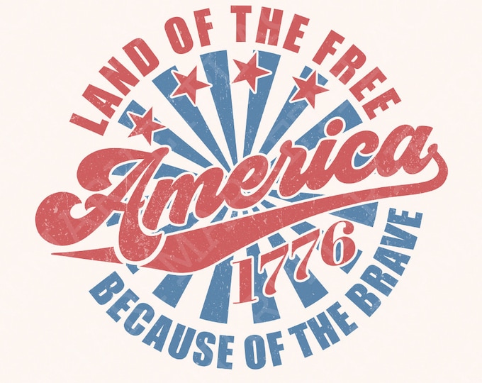Land of the Free PNG, 4th of July America Sublimation, Retro Patriotic USA PNG, Independence Day Digital Download, Memorial Day Design