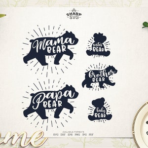 Famille ours SVG - papa ours SVG - maman ours SVG - bébé ours svg - fichiers svg famille - fichiers svg cricut coupe