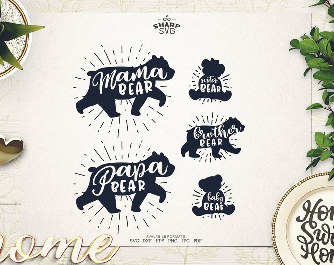 Family Bear SVG - Papa Bear SVG - Mama Bear SVG - Baby Bear svg - family svg files - cricut svg cut files