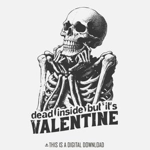 Dead innen aber es ist Valentinstag PNG, lustiger Valentinstag PNG, Retro Valentinstag PNG, Skelett PNG, trendiger Vday PNG, Valentinstag Clipart