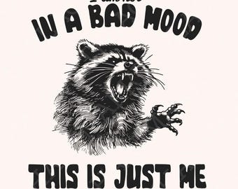 Retro Raccoon PNG, Sarcastic Sublimation Design, Mental Health Vintage Animal, Self Care Anxiety Digital File, Instant Download