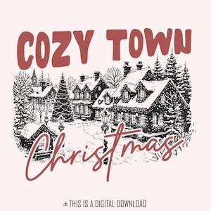 Gemütliche Stadt Weihnachten PNG, Retro Weihnachten Png, Vintage Weihnachtsdesign, Weihnachtstruck Png, Sublimationsdesign, Urlaub Digital Download