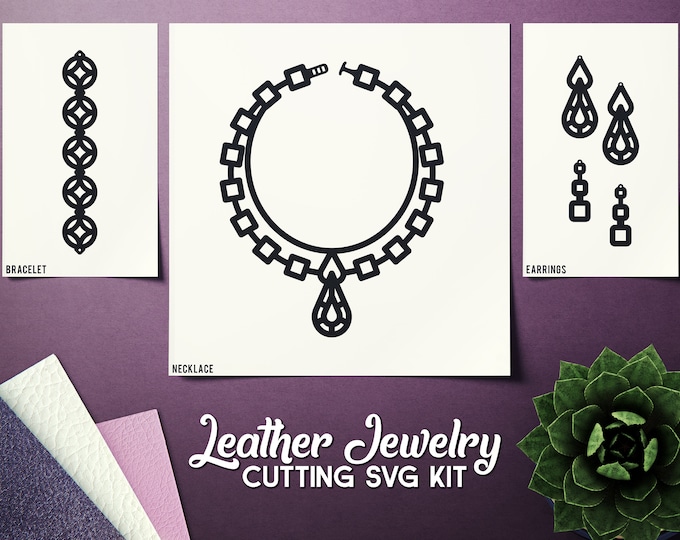 Leather Kit SVG - Earrings Bracelet Necklace -  VOL 8 - Cricut Files - Cutting Template - Leather Jewelry Templates Cut Files Laser DXF