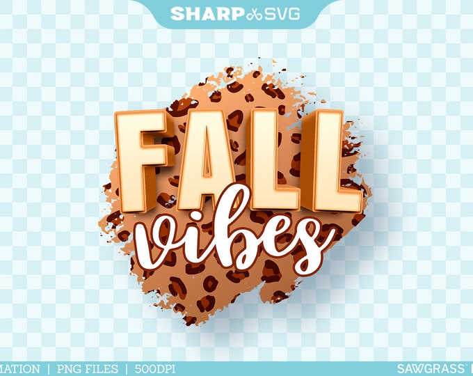 Fall vibes sublimation PNG | Leopard Print Pattern PNG - Sublimation Designs Downloads - Sublimation PNG