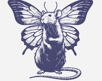 Cute Rat PNG Designs, Sublimation Designs, Vintage Retro Clipart, Funny Gifts, Angel Wings, Commercial Use, Pet Rat Art