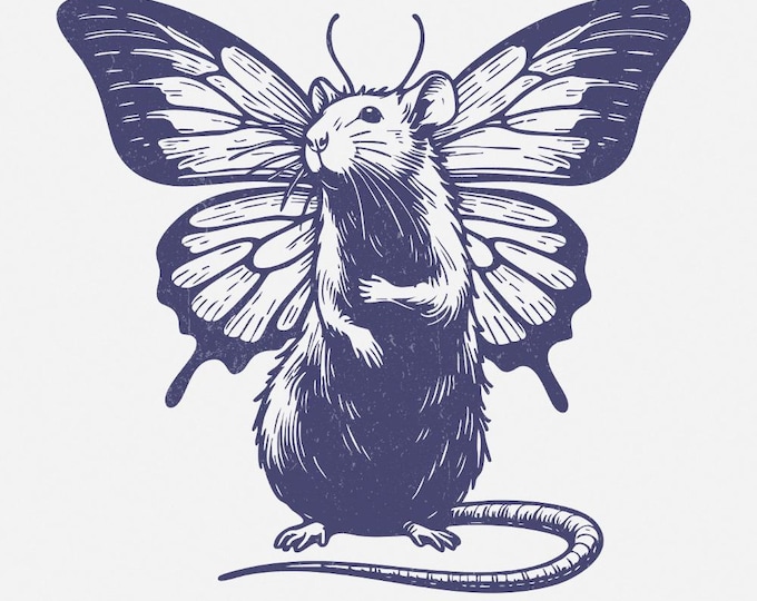 Cute Rat PNG Designs, Sublimation Designs, Vintage Retro Clipart, Funny Gifts, Angel Wings, Commercial Use, Pet Rat Art