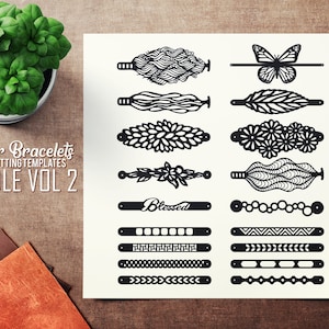 Leather Bracelet SVG - VOL 2 Bundle -  Cuff Bracelet - Leather Bracelet - Cutting Template - Leather Jewelry Templates Cut Files Laser DXF
