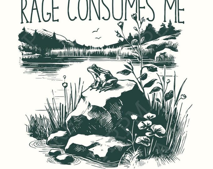 Rage Consumes Me PNG, Amphibian Design, Frog Sublimation, Old Image Printable, Digital Ephemera, Victorian Era, Illustration Drawing