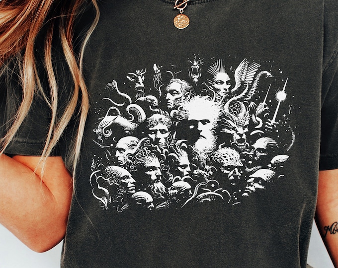 Mythical Faces Art PNG, Fantasy Creature Design, Black and White Digital Art, Mystical Characters, Dark Fantasy, Unique Gift