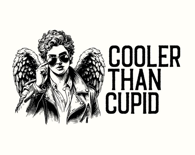 Cooler Than Cupid PNG, Valentines Day Digital File, Retro Boy Valentine, Sublimation, Love png, Kids Valentine png, Valentines PNG Design