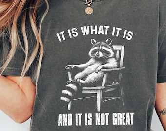 It Is What It Is, And It Is Not Great Racoon T-Shirt Design, Sarcastic Funny Graphic Tee PNG, Trending Sublimation Design, Digital Download
