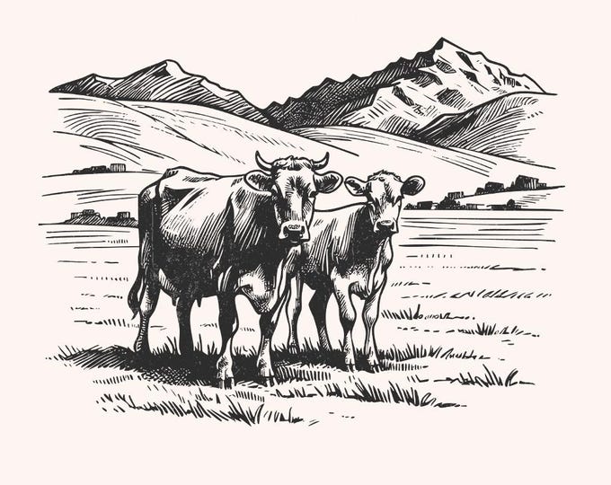 Western Cattle PNG, Retro Cowgirl, Bohemian Western, Vintage Illustration, Cattle Wrangler, Trendy Western PNG, Shirt Design