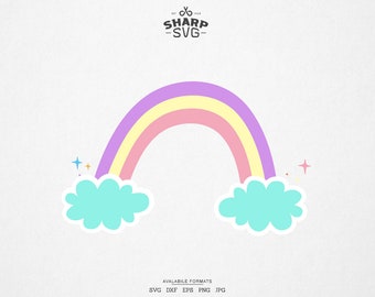 Rainbow SVG - Rainbow with Clouds SVG - Cute Rainbow SVG - Layered Rainbow - Magic Wand svg - For Cricut, Silhouette and more