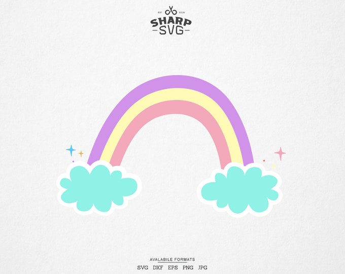 Rainbow SVG - Rainbow with Clouds SVG - Cute Rainbow SVG - Layered Rainbow - Magic Wand svg - For Cricut, Silhouette and more