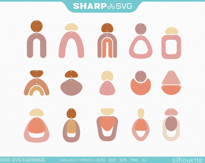 Boho Earrings SVG - Stacked Boho Bundle - Earrings Bundle - Leather Earring - Jewelry Laser Cut Template - Commercial Use - Vector