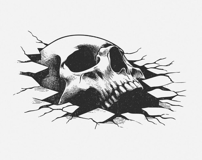 Skull In The Wall PNG, Skull png, Skeleton png, Digital Product, Instant Download, Skull Clipart, Halloween png, Skull Png, Cricut Design