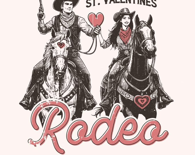 St Valentine's Wild West Rodeo PNG, Vintage Western Valentine's Design, Country Love PNG, Wild West Cowboy Art, Wrangling Love Cheer
