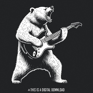 Beer met gitaar Png, gitarist Beer png, beer speelt gitaar, beer png, sublimatie, instant download, T-shirtontwerp, grappige beer, muziek