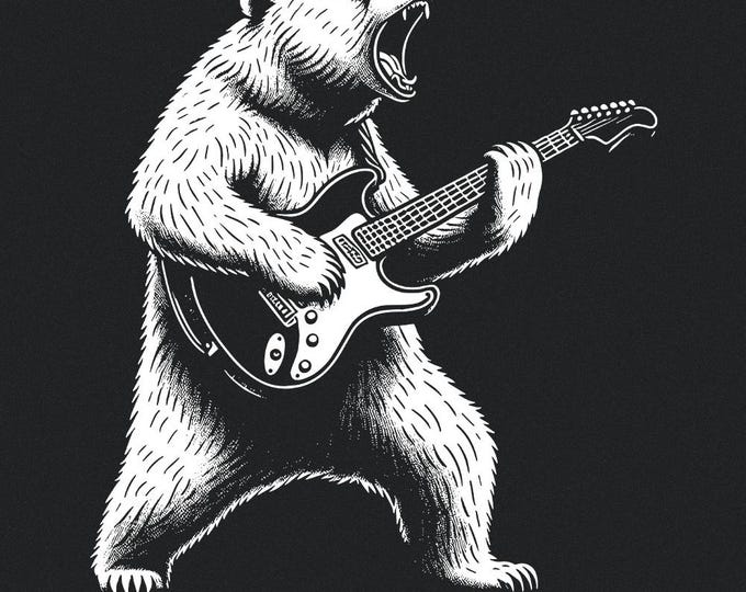 Bear with Guitar Png, Guitarist Bear png, Bear Playing Guitar, bear png, sublimation, instant download, Tshirt design, funny bear, music