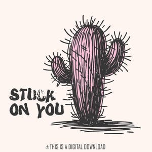 Stuck on You PNG, Western Valentinstag Png, Sublimationsdesign, Vday Shirt digitaler Download, Liebe Tshirt, Kaktus Retro Valentinstag Png
